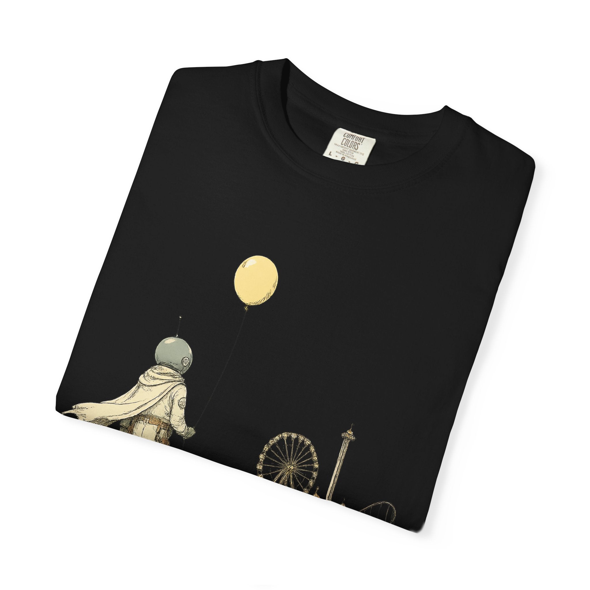 Astronaut & Balloon T-Shirt — Retro Amusement Park Graphic Tee