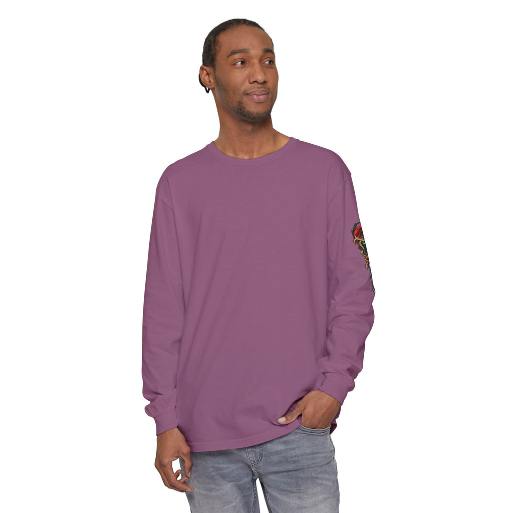 Unisex Garment-dyed Long Sleeve Halloween Biker-Wear T-Shirt