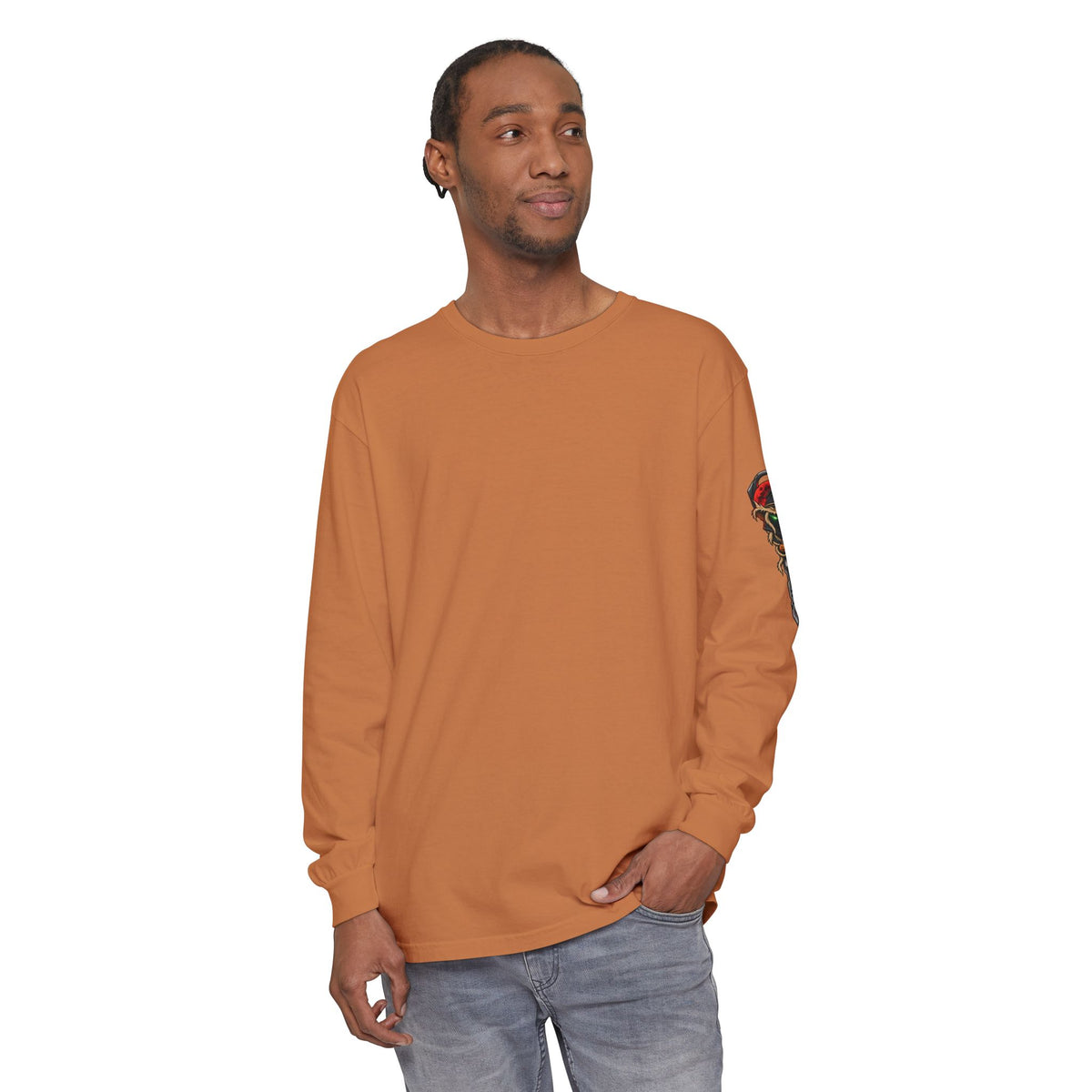 Unisex Garment-dyed Long Sleeve Halloween Biker-Wear T-Shirt