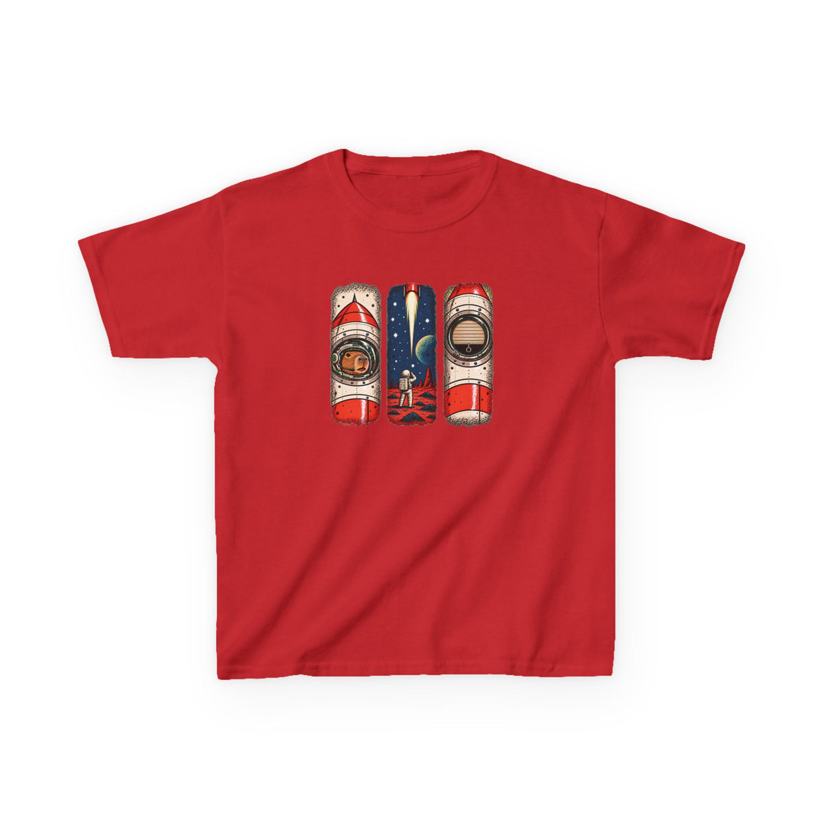 Kids Tee — Retro Space Rocket Graphic