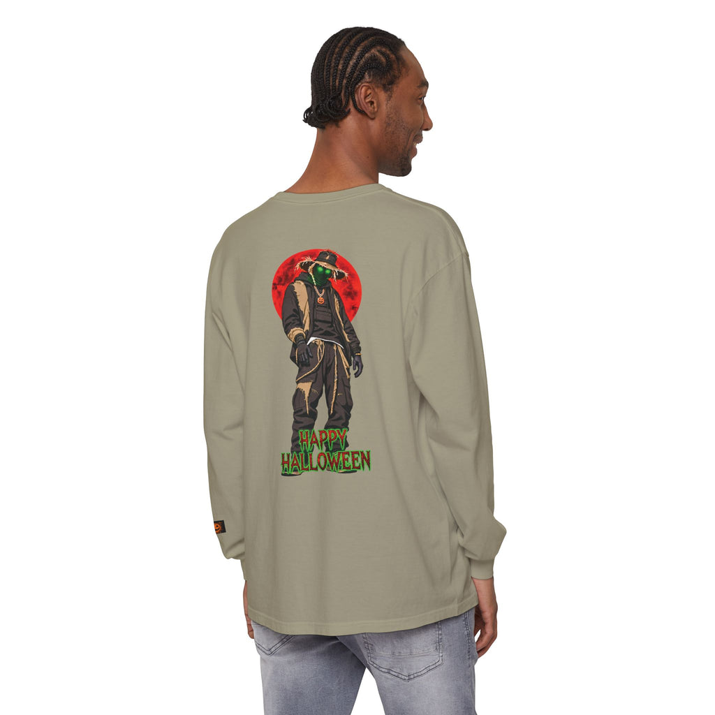 Unisex Garment-dyed Long Sleeve Halloween Biker-Wear T-Shirt