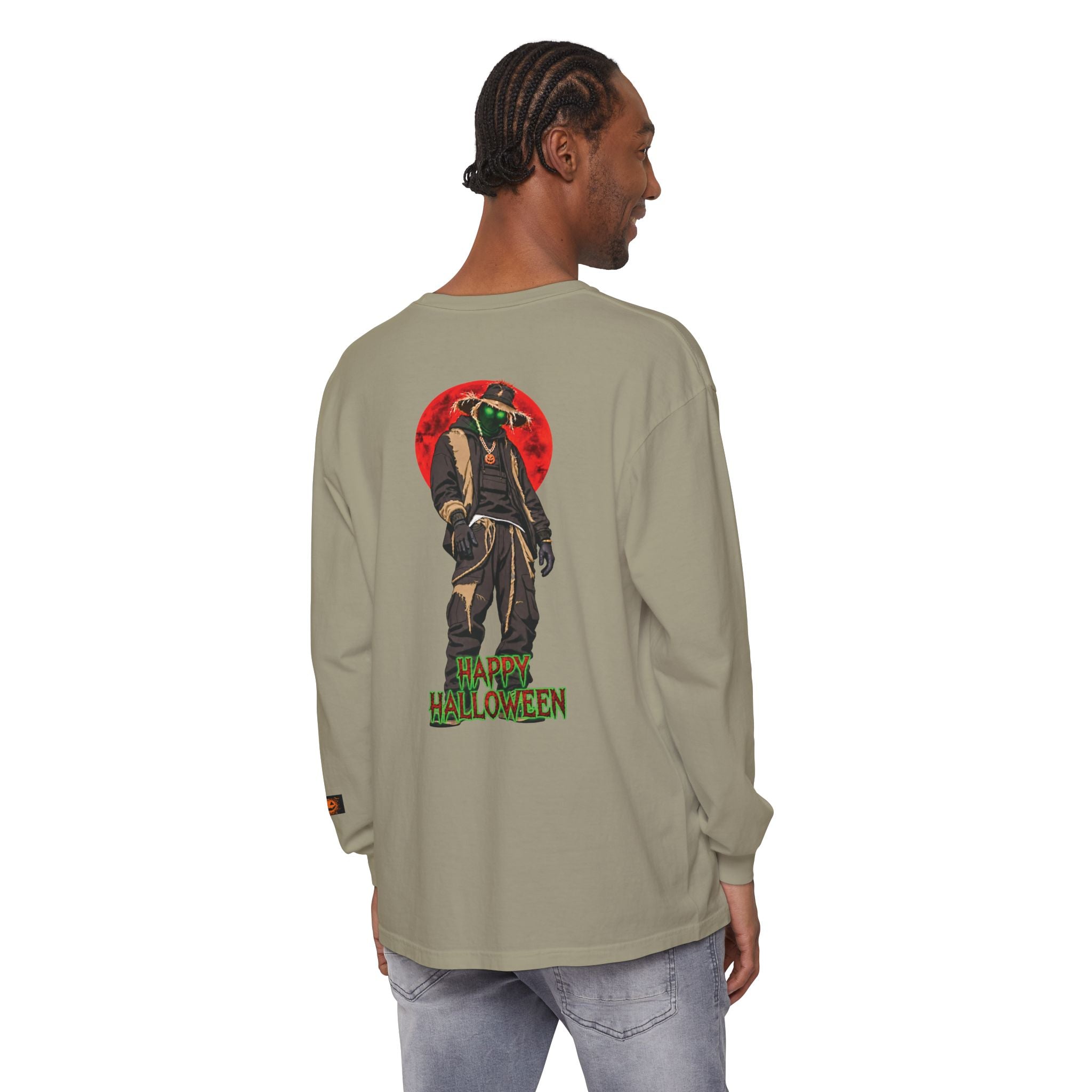 Unisex Garment-dyed Long Sleeve Halloween Biker-Wear T-Shirt