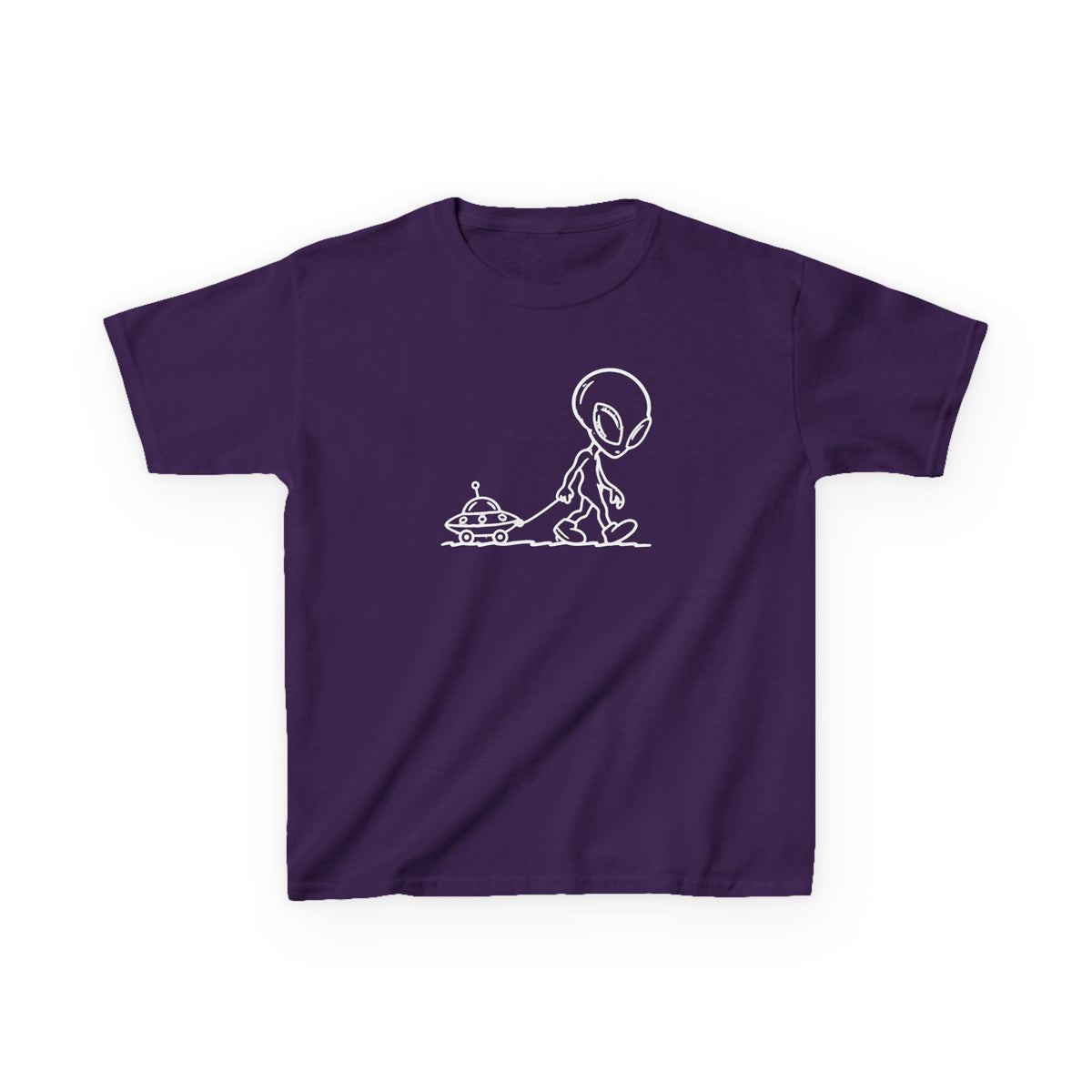 Kids Tee — Minimal Astronaut & UFO Outline Graphic