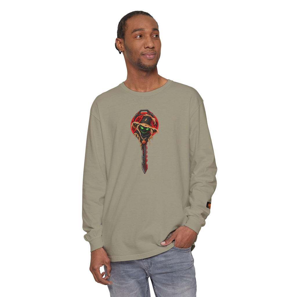 Unisex Garment-dyed Long Sleeve Halloween Biker-Wear T-Shirt