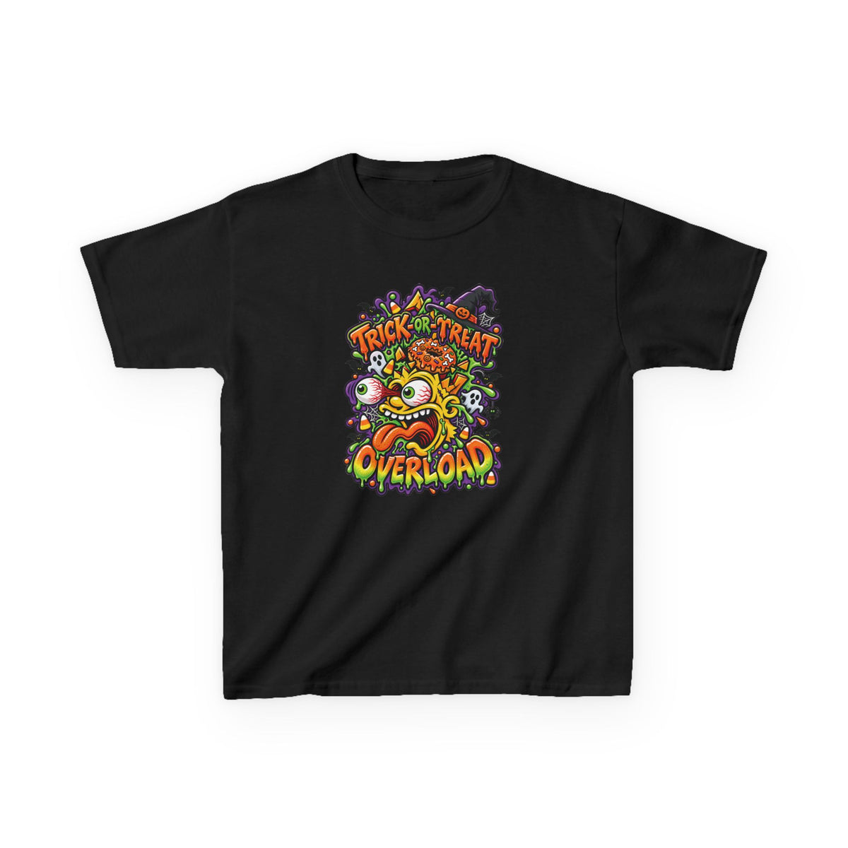 Kids T-Shirt — 'Trick or Treat Overload' Halloween Monster Tee